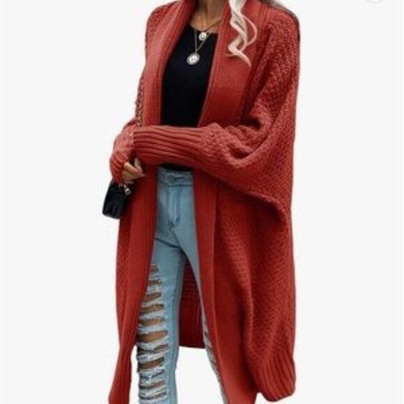 New Open Front Oversized Batwing Chunky Beehive Knit Cardigan - Picture 1 of 4